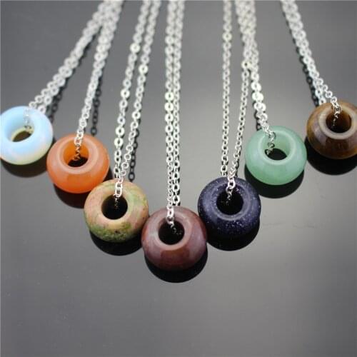 Fashion Natural Semi-precious Stone 14mm Round Necklace Collarbone chain Jewelry Fashion Accessories In Europe And America