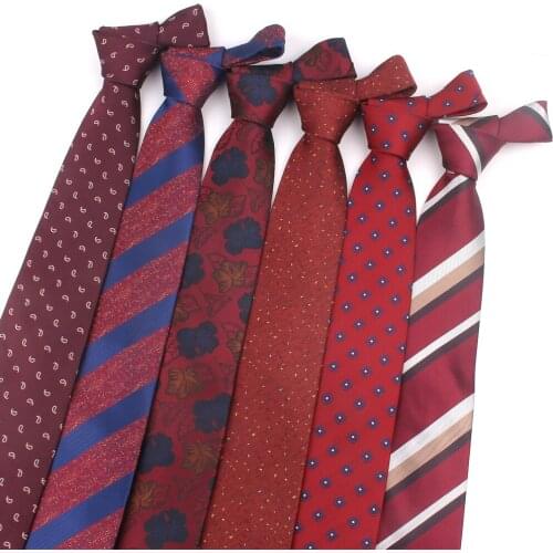 Claret Color Tie For Men Wome Classic Floral Neck Tie For Wedding Business Suits Man Plaisley Ties Striped Mens Necktie Gravatas