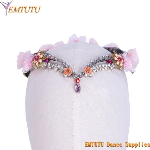Fairy Professional Ballet Performance Headpiece Peach Pink Ballet Tiara Crown Diana and Acteon Competition Ballet Headwear