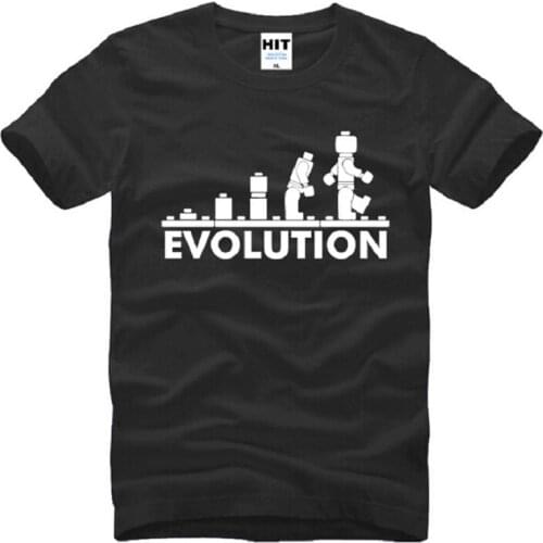 Sheldon Cooper LEGO Robot EVOLUTION T Shirt Men Short Sleeve O Neck Cotton Man T-Shirt Funny Tee Shirt Homme Camisa Masculina
