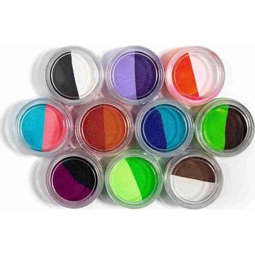 10g Fluorescence Face Paint Water-Based Eyeliner Split Rainbow Cake Body Painting Supplies Washable Supplies Dual Colors