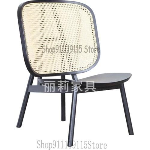 Customized Nordic Rattan Back Single Chair Household Leisure Simple Solid Wood Sofa Chair Designer Creative Dining Chair Negotia