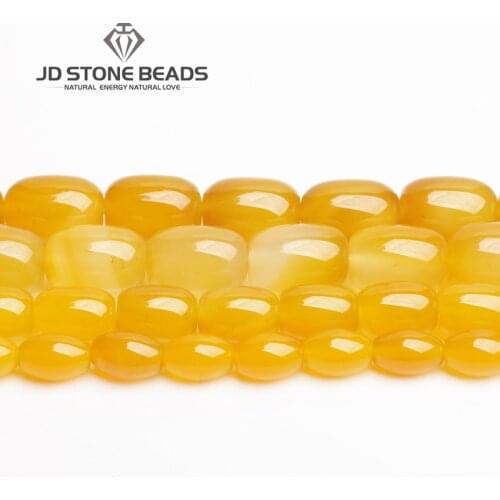 JD Stone Beads Free Shipping Yellow Agate Drum Barrel Shape Beads Semi-Finished Handmade Bracelet Beads Accessory
