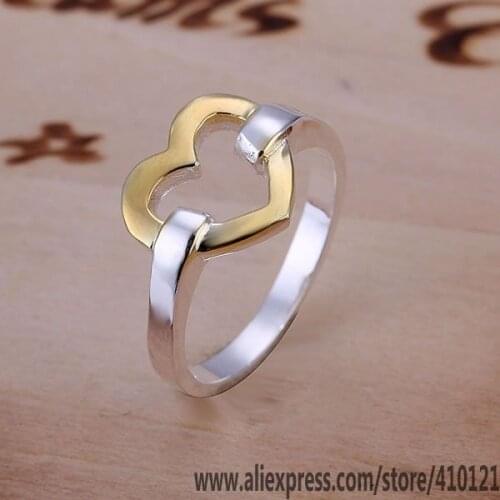 R019 Lucky Charm Silver Color Rings For Women Fashion Jewelry Wholesale Women Accessorie Fashion Heart Ring /drhamioa