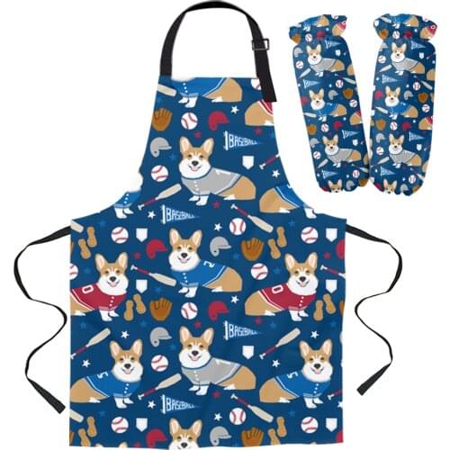 Corgi Baseball Themes Sports Apron Kitchen Baking Accessories Cooking Apron Kitchen Aprons for Woman