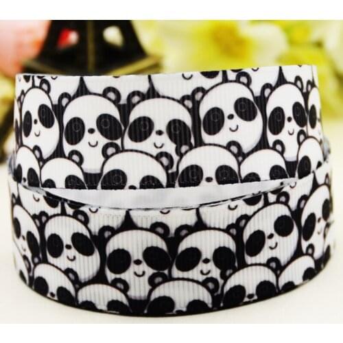 22mm 25mm 38mm 75mm Panda Cartoon printed Grosgrain Ribbon party decoration 10 Yards X-03303