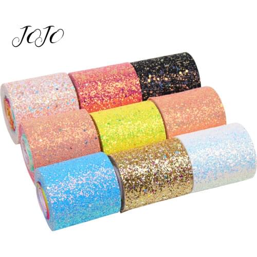 JOJO BOWS 75mm 1y Chunky Glitter Ribbon Sparkly Solid Webbing DIY Hairbow Apparel Sewing Handmade Craft Supplies Home Decoration
