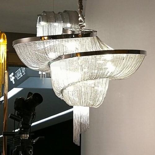 Nordic luxury tassel living room chandelier postmodern creative personality conch lamp spiral staircase lamps