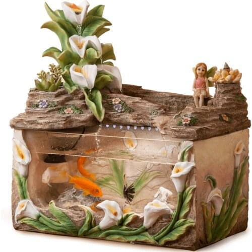 GY European-Style Small Water Fish Tank Living Room TV Cabinet Lucky Decoration Fountain Landscape Creative Home Decoration