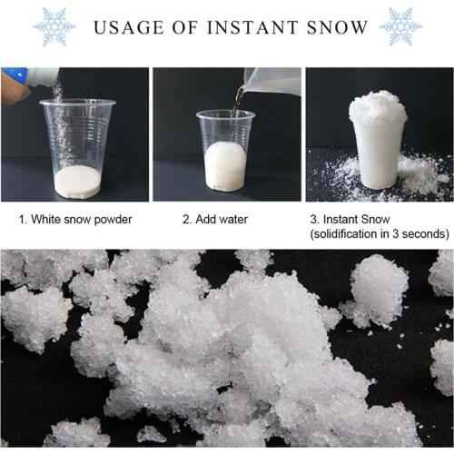 Instant Fake Snow Powder Expand 100 Time Artificial Snow Coagulant Add Water 50g 100g For Decarating ALI88