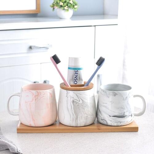 Marble ceramic mouthwash cup Brush your teeth Wash Toothbrush Couple toothbrush cups Bathroom set