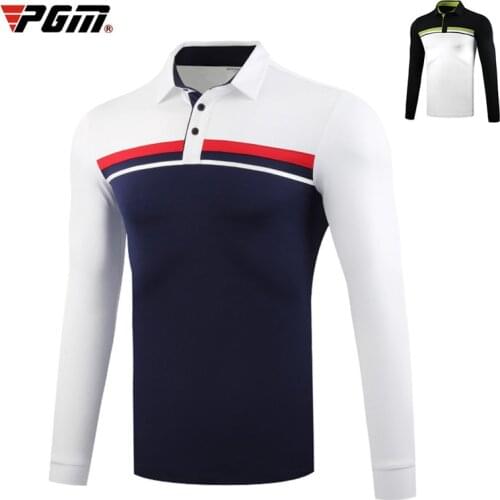 PGM Mens Golf Shirts Man Long Sleeves T shirt Male Outdoor Sports Turn Down Full Sleeve Men Winter Warm Golf Sweater men Jersey
