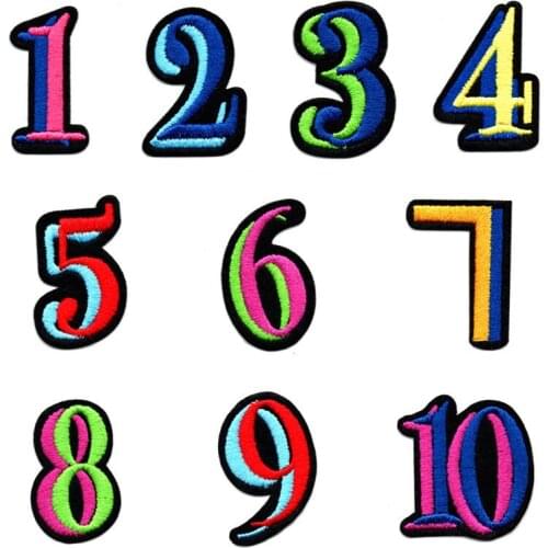 50pcs/ Lot Embroidery Patches Letters Clothing Decoration digital Jersey Mark Accessories Diy Iron Heat Transfer Applique