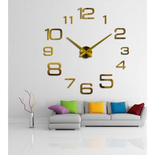 DIY Wall Clock Wall Stickers Clock On The Wall Large Modern Design Acrylic Mirror Living Room Decorative Wall Watch Unique Gift