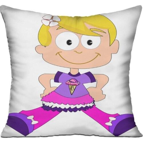 Custom Cartoon Character Girl pillowcase Decorative Square Throw Pillow Cases Zippered Two Sides 18x18 inches