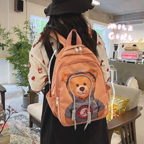 2021 new shoulder bag Korean cute Little bear printing girl backpack fashion large capacity middle school student school bag