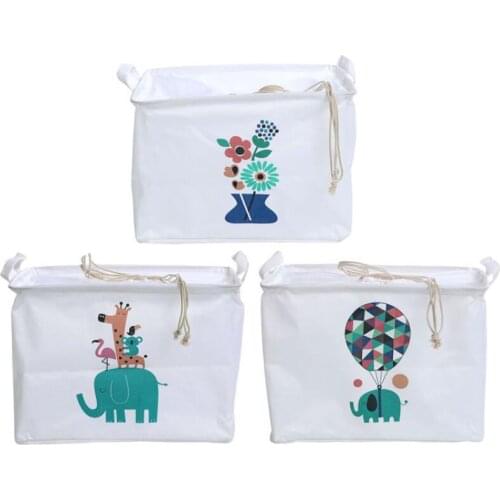 New Cartoon Covered Desk Storage Box Linen Cotton Storage Organizer clothes Storage Basket Cosmetic Case Kid Toy Storage Bucket