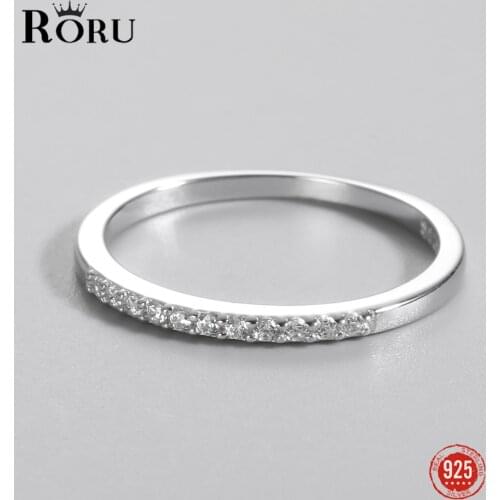 Real 925 Sterling Silver Rings for Women White Zircon Thin Rings Trendy Exquisite Simple Rings Gift Fine Jewelry