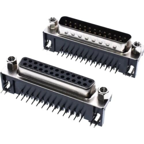 DR25 DB25 D-SUB Angle Angled 25 Pin Female Male PCB Mount Socket Connector