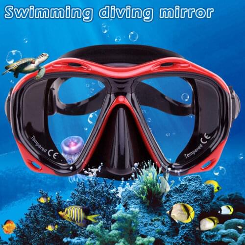Adult Swimming Goggles Tempered Glass Wide View Anti-fog Snorkel Mask ASD88