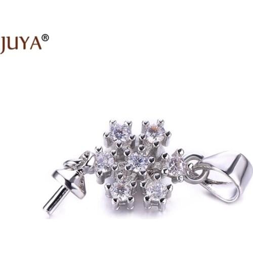 Jewellery Findings DIY Pearl/Crystal Bead Bail Connectors Pendant Beads Caps Pearl Mounting with Zirconia Rhinestone snowflake