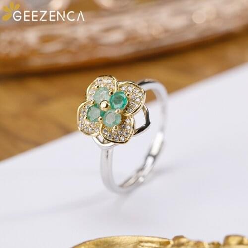 925 Sterling Silver Gold Plated Four Leaf Clover Zircon Womens Ring Personality Fashion Green Stone Openlucky Rings 2021 New
