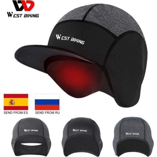WEST BIKING Winter Cycling Cap Windproof Thermal Fleece Running Skiing Motocycle Head Hat Headwear Bandana Bike Warm Caps