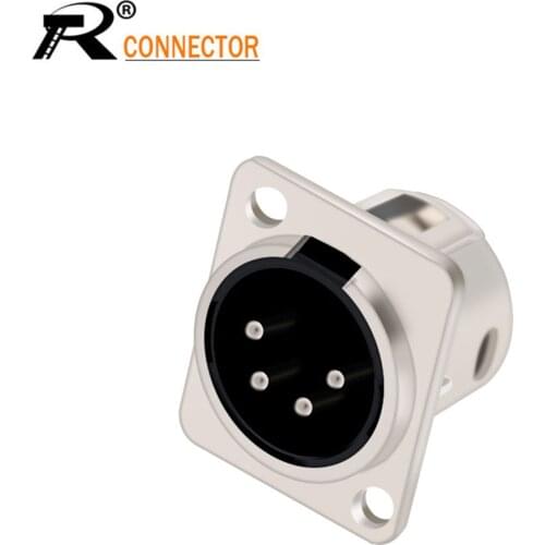 1PC XLR Jack 4Pin Audio Wire Connector 4 PIN XLR Panel Mount Conector Male Jack Socekt Speaker Converter with PUSH Lock