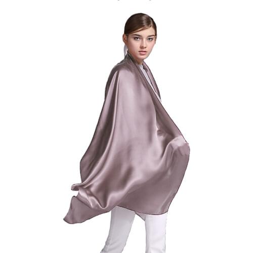 100% Silk Satin Long Scarf 55X180cm Top High Quality Natural Silk Fabric Fashion Scarves 59 PinkGrey