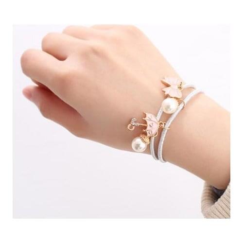 200pcs/lot DIY Mix Styles Cartoon Seamlessly Pearl Hair Bands Elasticity Rubber Band Hair Styling Tools Accessories HA1212