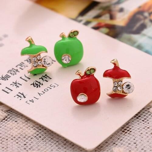 2020 Earing Pendientes Korean Hot Alloy Set Auger Asymmetric Apple Earrings For Girls Jewelry Wholesale