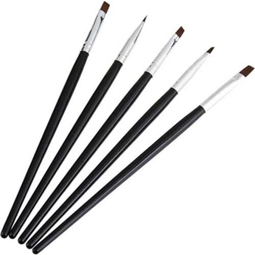 5PCS/Set Nail Art Brush Flat Pen Acrylic UV Gel Drawing Painting Tips Dust Clean Builder nail art tool