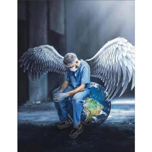 5d Diy Diamond Painting Full Round Doctor Angel Saves Life Diamond Mosaic Art Diamond Embroidery Earth Wedding DecorationZP-2430
