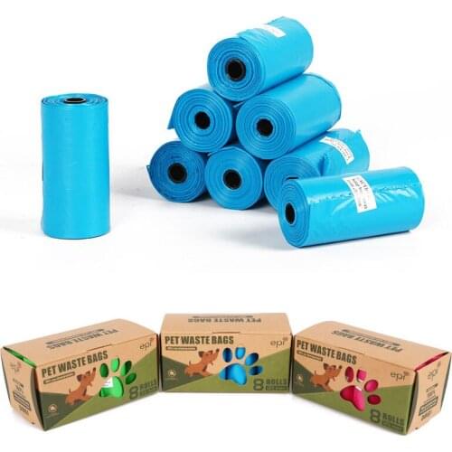8-roll Biodegradable Pet Dog Poop Bag Zero Waste Dog Pooper Bags Paw Doggy Litter Poop Bag Dispenser Pets Products For Dogs