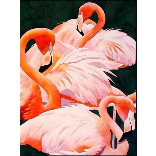 5D DIY Diamond Embroidery Cartoon Cross Stitch Beautiful Pink Flamingo Diamond Painting Full Square Rhinestone Mosaic Needlework