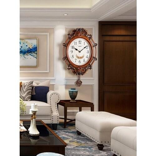 Vintage Pendulum Wall Clock European Style Kitchen Silent Big Wall Clock Living Room Home Decorative Horloge Murale JJ60WC