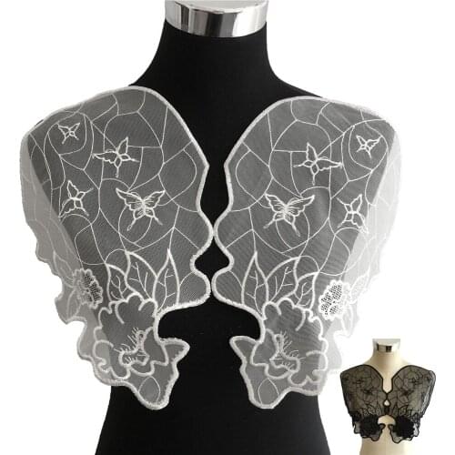 Embroidery Black and White Lace and ornaments for Sewing Organza DIY Lace fabric lace collars for dress Accessory A pair of sale