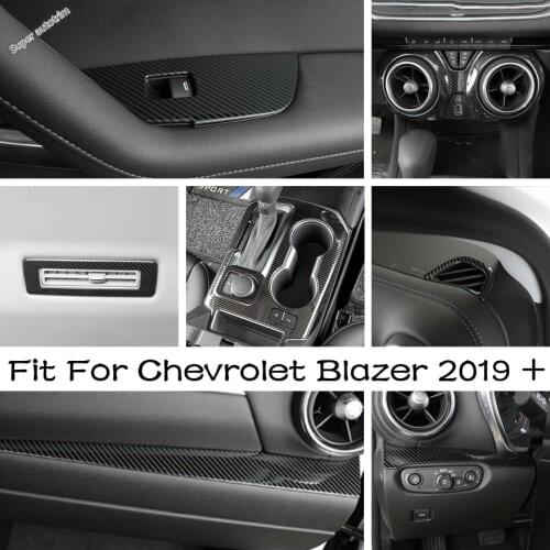 Carbon Fiber Look Central Control Instrument Decoration Panel / Upper Roof AC Cover Trim Fit For Chevrolet Blazer 2019 - 2021
