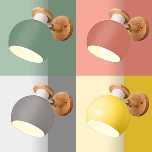 Wooden wall lights bedside wall lamp bedroom wall light sconce for kitchen restaurant modern wall lamp Nordic macaroon sconces