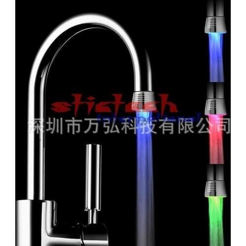By dhl or ems 100pcs RGB Temperature Sensor Intelligent Recognition Temperature LED Light Color Water Tap Faucet Shower