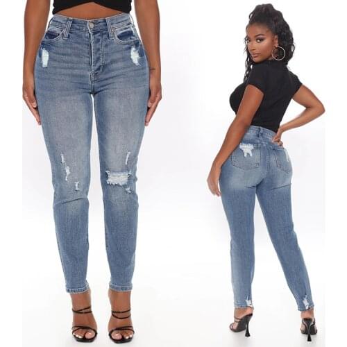 DIFIUPAI Womens Pants Vantage Ripped Skinny Jeans High Waist Casual Comfort Denim High Stretch