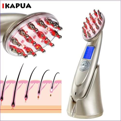 Electric Laser RF EMS Photon Therapy Hair Follicle scalp Stimulator Vibrating Machine Hair Growth Regrowth Massager Comb Brush