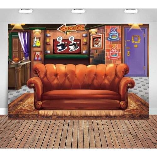 Friends Party Backdrop Retro Pub 80s90s Birthday Graduation Bachelorette Sofa Decor Banner Photo Booth Props Background