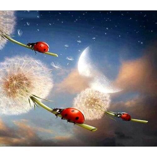 Paints By Numbers Flower Ladybug Dandelion 60x75cm Pictures Oil Painting By Numbers Set Gift Coloring By Numbers Canvas Wall Set