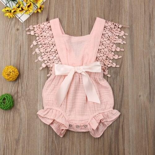 0-24M Summer Clothes Set Girl Lace Rompers Girls Bow One Piece Romper Newborn Lace Sunsuit Toddler Outfits
