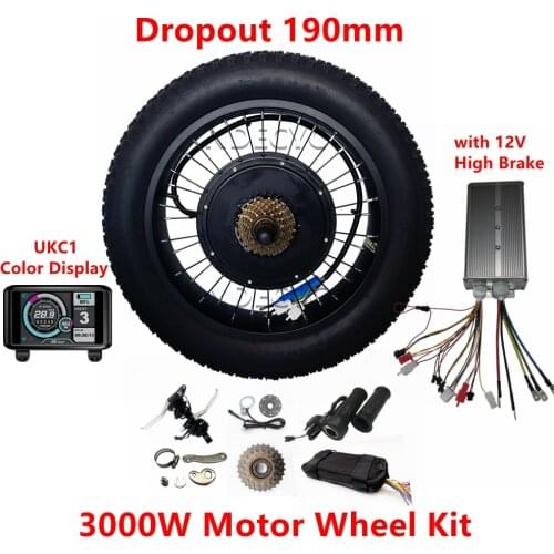 190mm dropout 72v 3000W Fat Bike Kit with alarm&lock 90-100km/h Rear wheel Motor Electric Fat Bicycle Conversion Kit