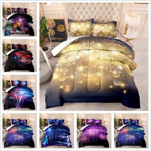 Fireworks Pattern Bedding Set Queen Size Duvet Cover with Pillow Case 2/3Pcs Comforter Set Bedclothes Quilt Cover