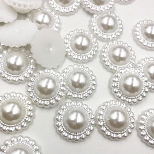 Hot 30pcs White Plastic Imitation Pearl Flatback No Hole Acessories 20mm