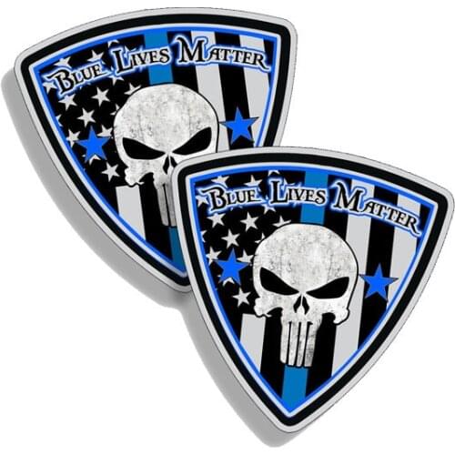 Hot Cover Scratches 2X Interesting Blue Lives Matter Skull Color Car-Sticker Decal Bumper Window Car KK 13*13cm