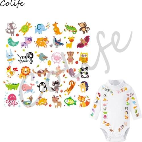 Cute Animals Stickers 23x22.7cm Iron On Transfers Patches DIY Washable Patch Decoration Accessory for Children